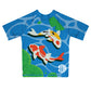 Koi Fish Personalized Monogram Blue  Short Sleeve Rash Guard
