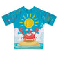 Sun of a Beach Personalized Monogram Blue  Short Sleeve Rash Guard