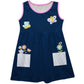 Bees Flowers Personalized Monogram Navy and Pink Tank Dress - Wimziy&Co.