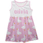 Ducks Print Name Pink And White Tank Dress