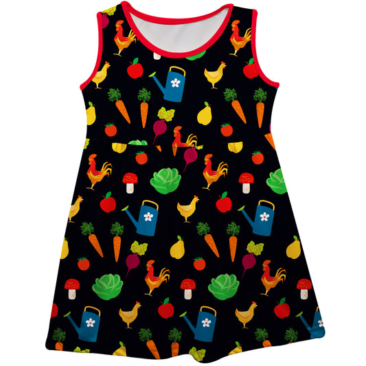 Farm Print Black Tank Top