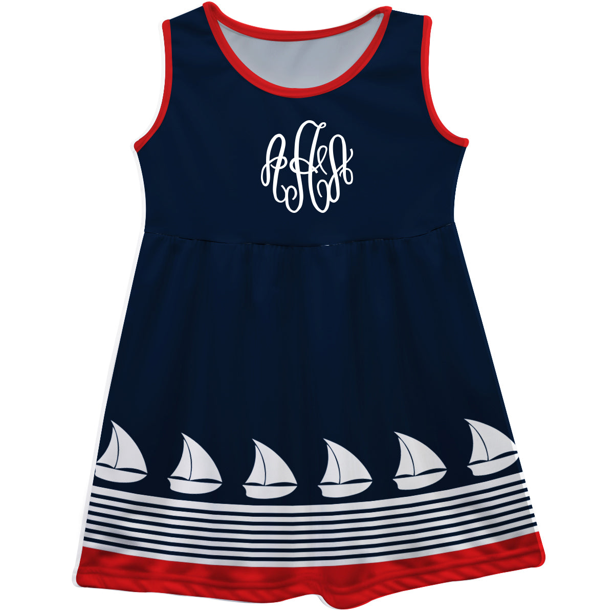 Sailboat Monogram Navy Tank Dress