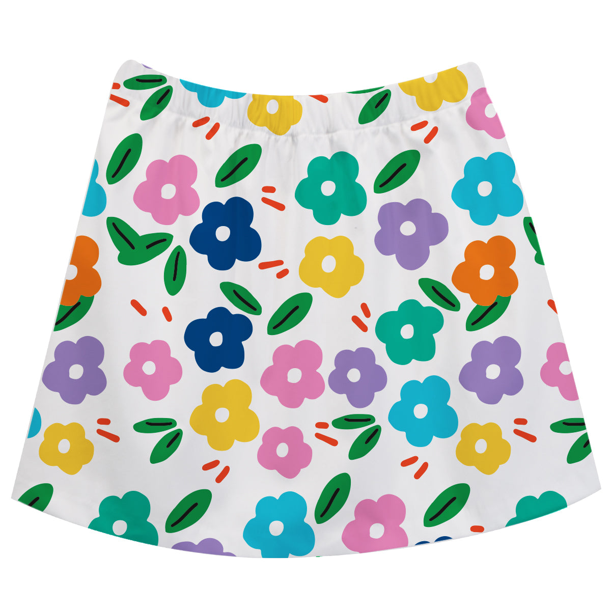 Flowers Print White Pink Skirt