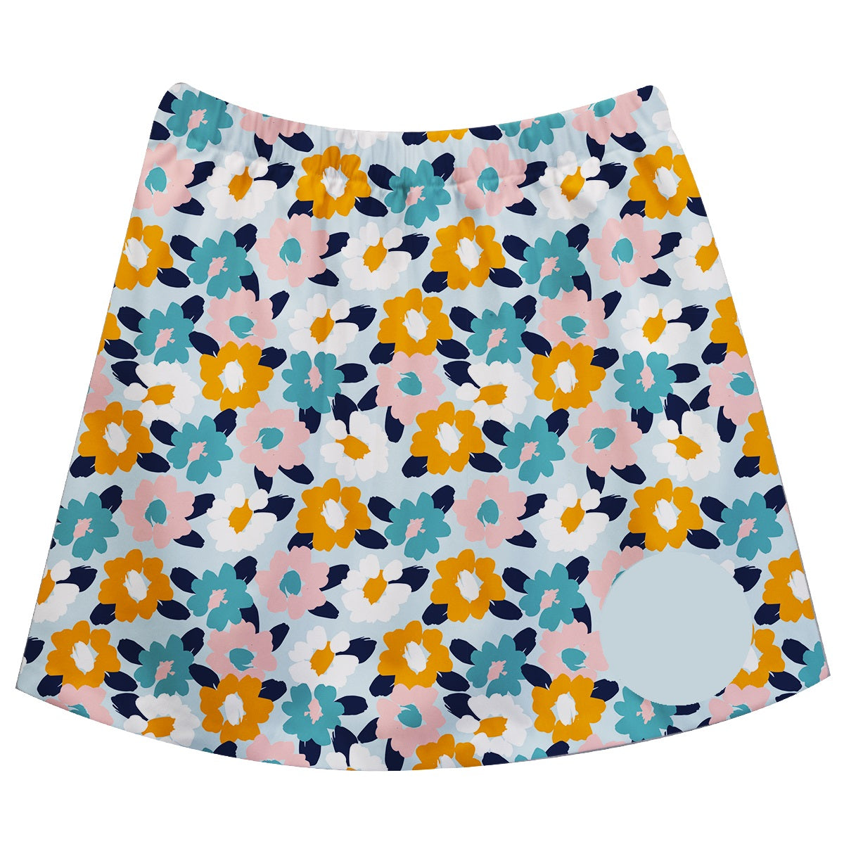 Floral Print Personalized Monogram Light Blue Skirt - Wimziy&Co.