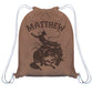 Cowboy and Horse Personalized Name Light Brown Gym Bag 14 x 19""