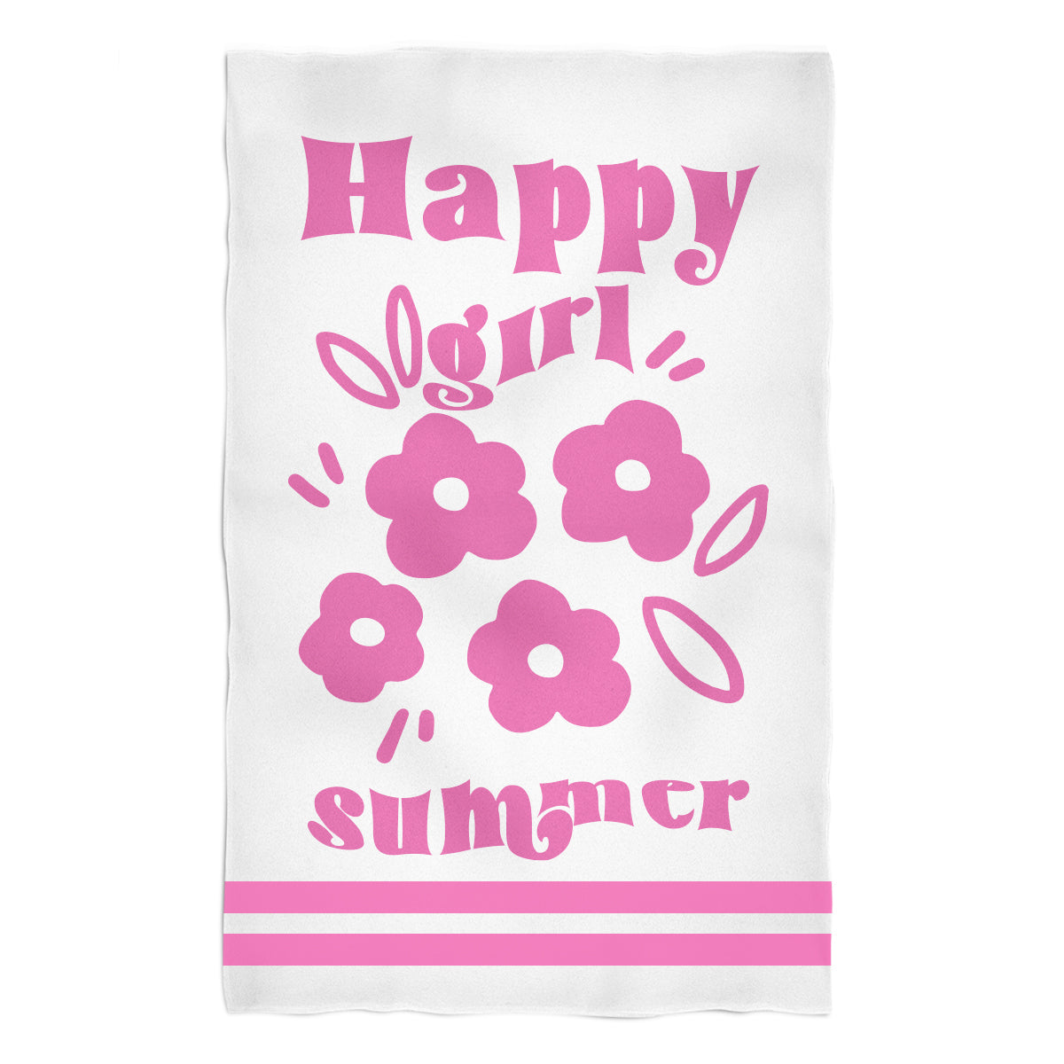 Happy Girl White Towel 51 x 32""