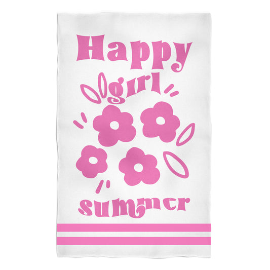 Happy Girl White Towel 51 x 32""