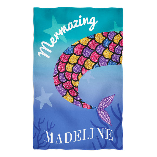 Mermazing Personalized Name Aqua And Blue Dregrade Towel  51x 32""