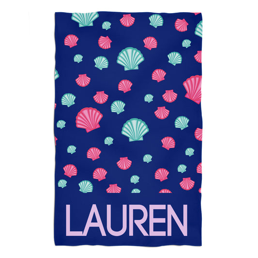 Shells Print Name Blue Towel