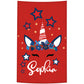 Unicorn Personalized Name Red Towel 51 x 32""