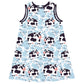 Cow Print Light Blue A Line Dress