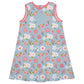Flowers Print Monogram Light Blue A Line Dress - Wimziy&Co.