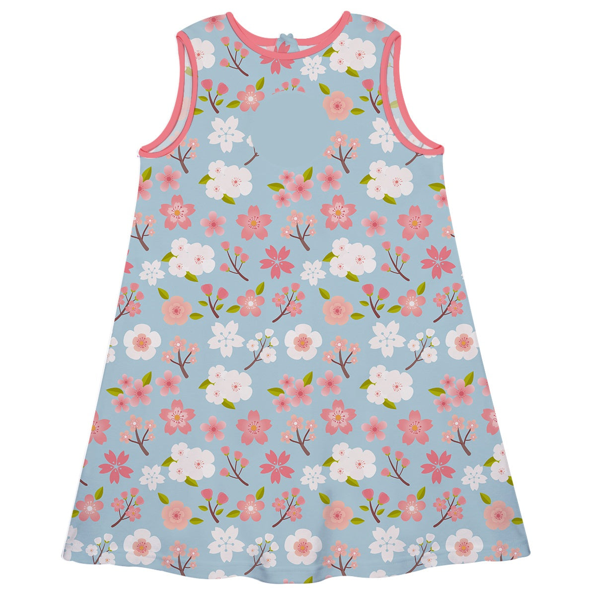 Flowers Print Monogram Light Blue A Line Dress - Wimziy&Co.