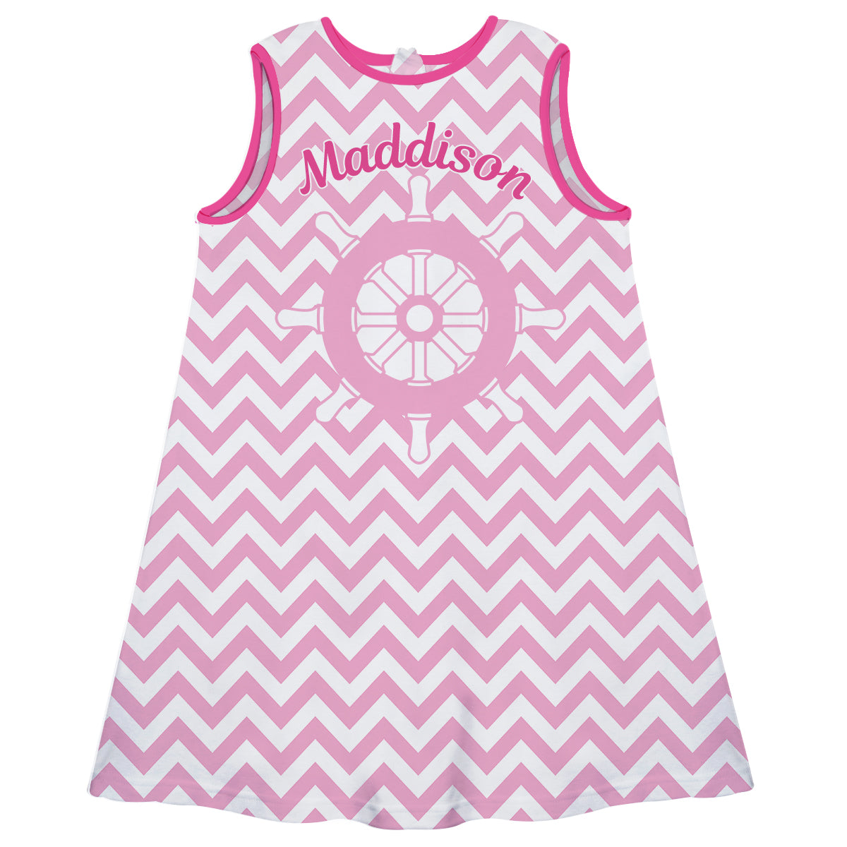 Nautical Name Pink and White A Line Dress