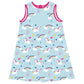 Rainbow And Unicorn Print Personalized Monogram Light Blue A Line Dress - Wimziy&Co.