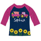 Tractor Name Navy and Pink Raglan Tee Shirt 3/4 Sleeve