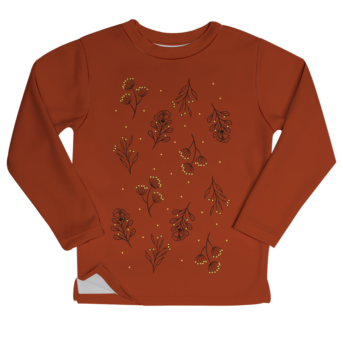 Flowers Brown Fleece Sweatshit With Side Vents