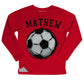 Soccer Ball Name Red Boys Sweatshirt Fleece Side Vents