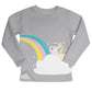 Unicorn and Rainbow Personalized Monogram Gray Fleece Sweatshirt Side Vents - Wimziy&Co.