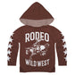 Rodeo Wild West Brown Long Sleeve Hoodie Tee Shirt