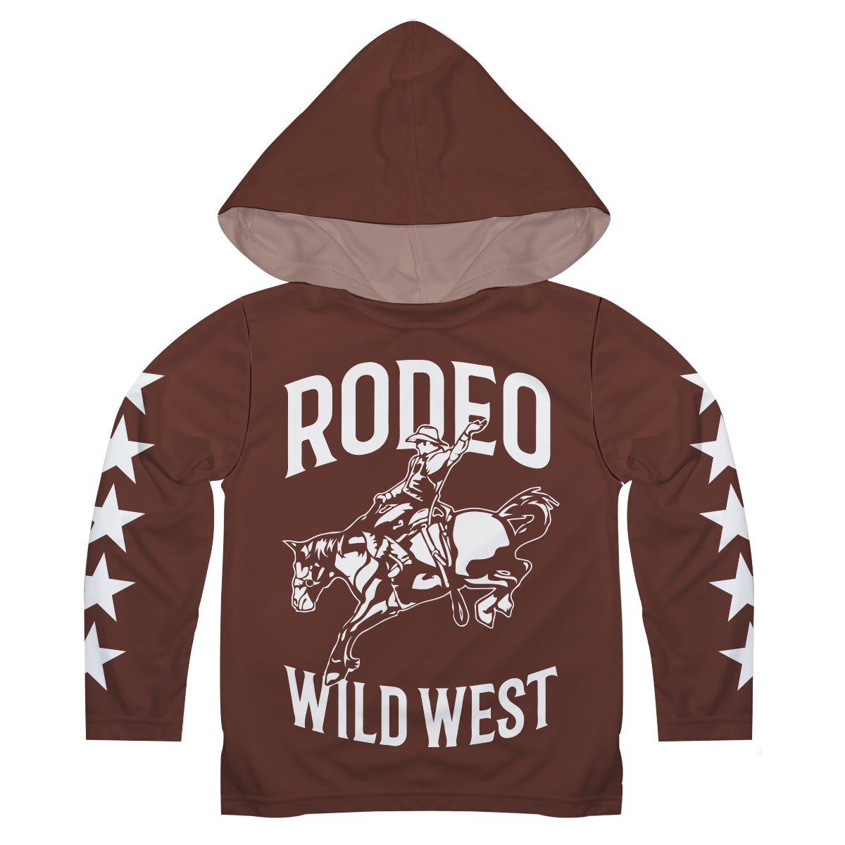 Rodeo Wild West Brown Long Sleeve Hoodie Tee Shirt