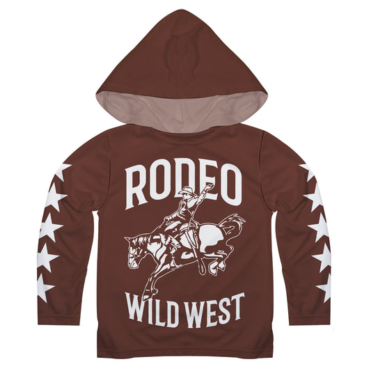 Rodeo Wild West Brown Long Sleeve Hoodie Tee Shirt