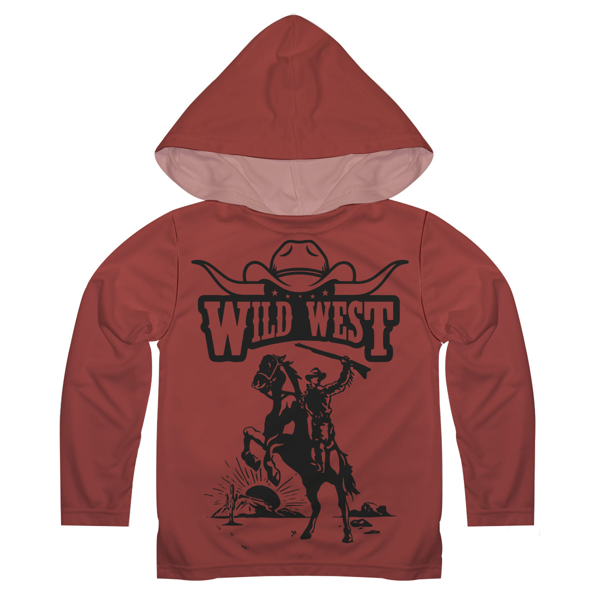 Wild West Brown Long Sleev Hoddie Tee Shirt