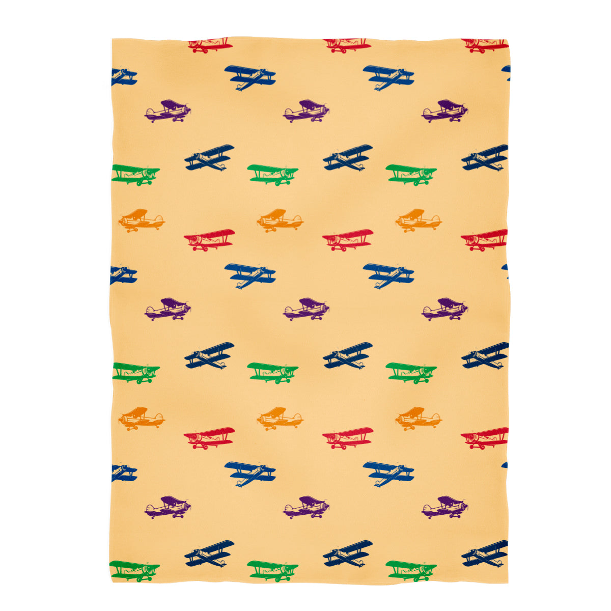Airplanes Print Mustard Plush Minky Throw Blanket 38 x 47""