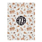 Bears Print Personalized Monogram Ivory Plush Minky Throw Blanket 38 x 47""