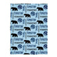 Bear Personalized Name and Monogram Print Light Blue Plush Minky Throw 38 x 47""