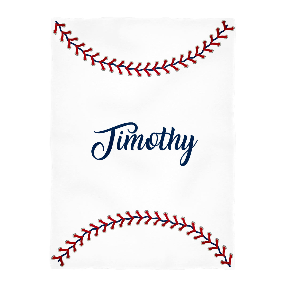 Baseball Personalized Name White Plush Minky Throw 38 x 47""