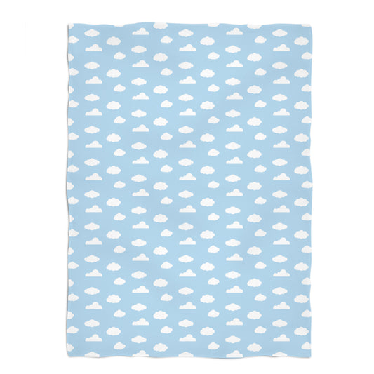 Clouds Print Blue Plush Minky Throw Blanket 38 x 47""