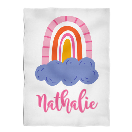 Cloud Personalized Name White Plush Minky Throw Blanket 38 x 47""