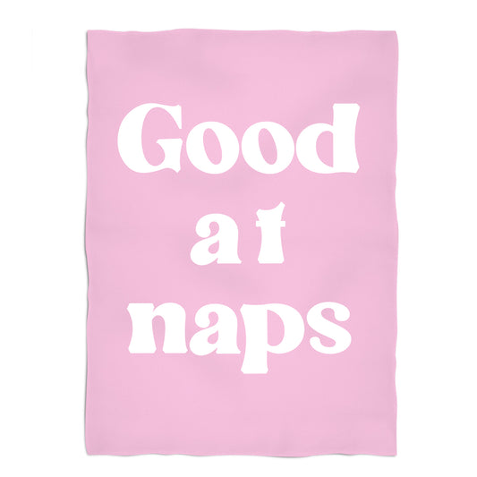Good At Naps Pink Plush Minky Throw Blanket 38 x 47""