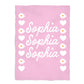 Hearts and Flowers Personalized Name Pink Plush Minky Throw Blanket 38 x 47""