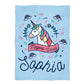 Magical World Personalized Name Light Blue Plush Minky Throw Blanket 38 x 47""