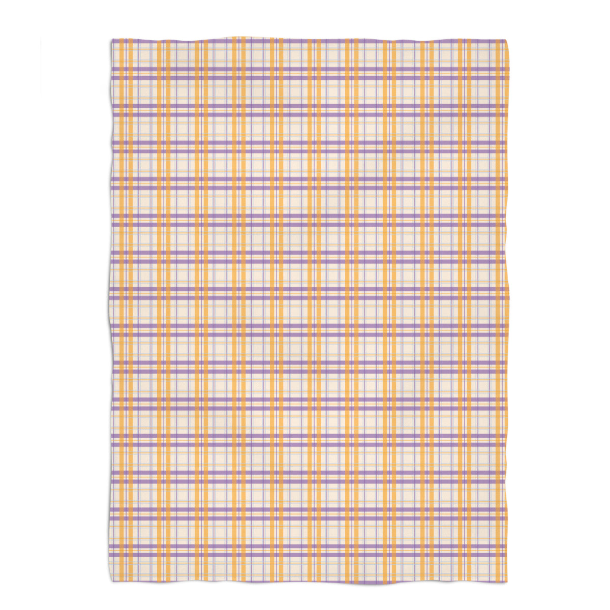 Plaid Print Beige and Purple Plush Minky Throw Blanket 38 x 47""