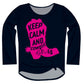 Keep Calm and Cowgirl Boot On Navy Long Sleeve Knot Top