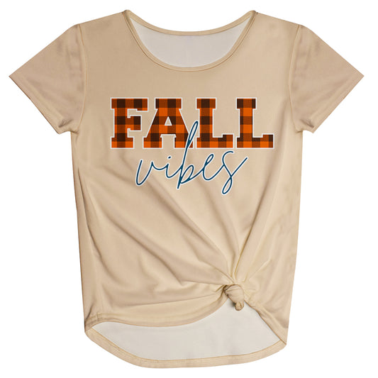 Fall Vibes Khaki Knot Top