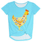 Hen Flowers Turquoise Knot Top