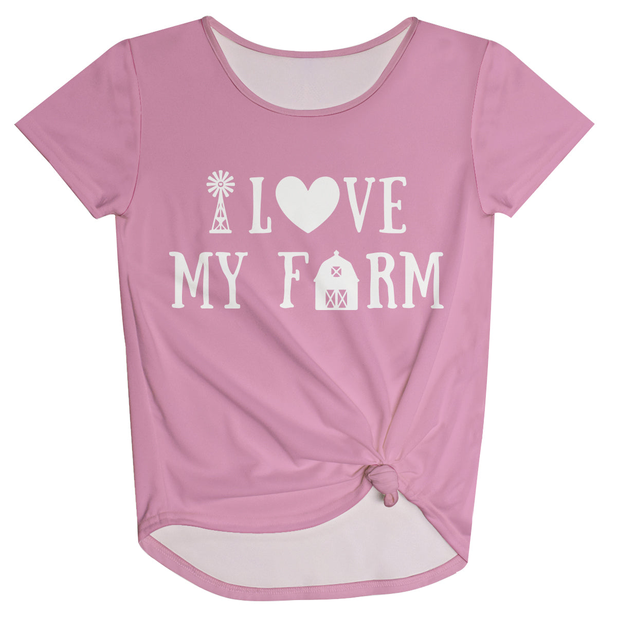 I Love My Farm Pink Knot Top