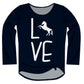 Love Horse Navy Long Sleeve Knot Top
