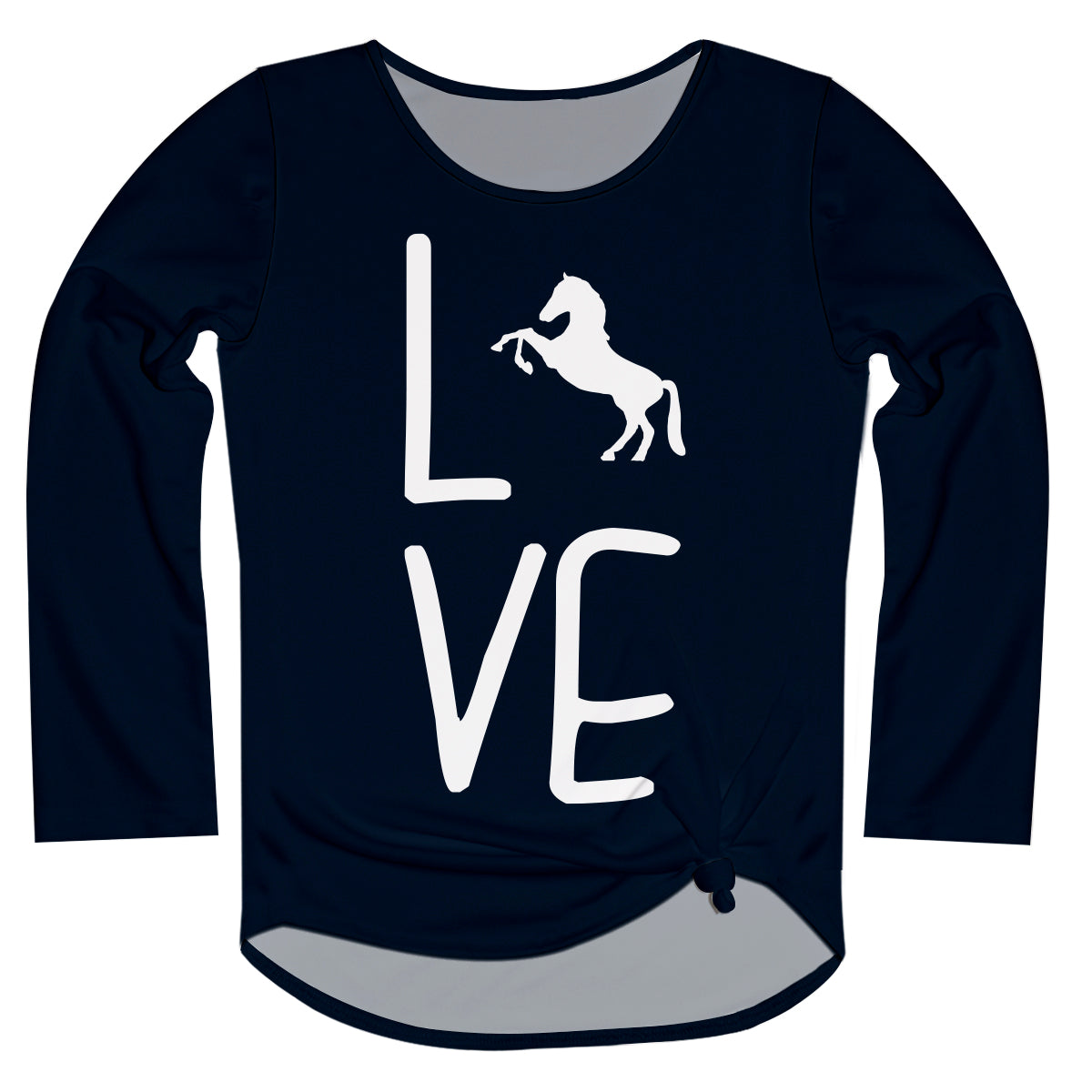 Love Horse Navy Long Sleeve Knot Top