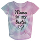 Mama Is My Bestie Pink and Purple Tie Dye Short Sleeve Knot Top
