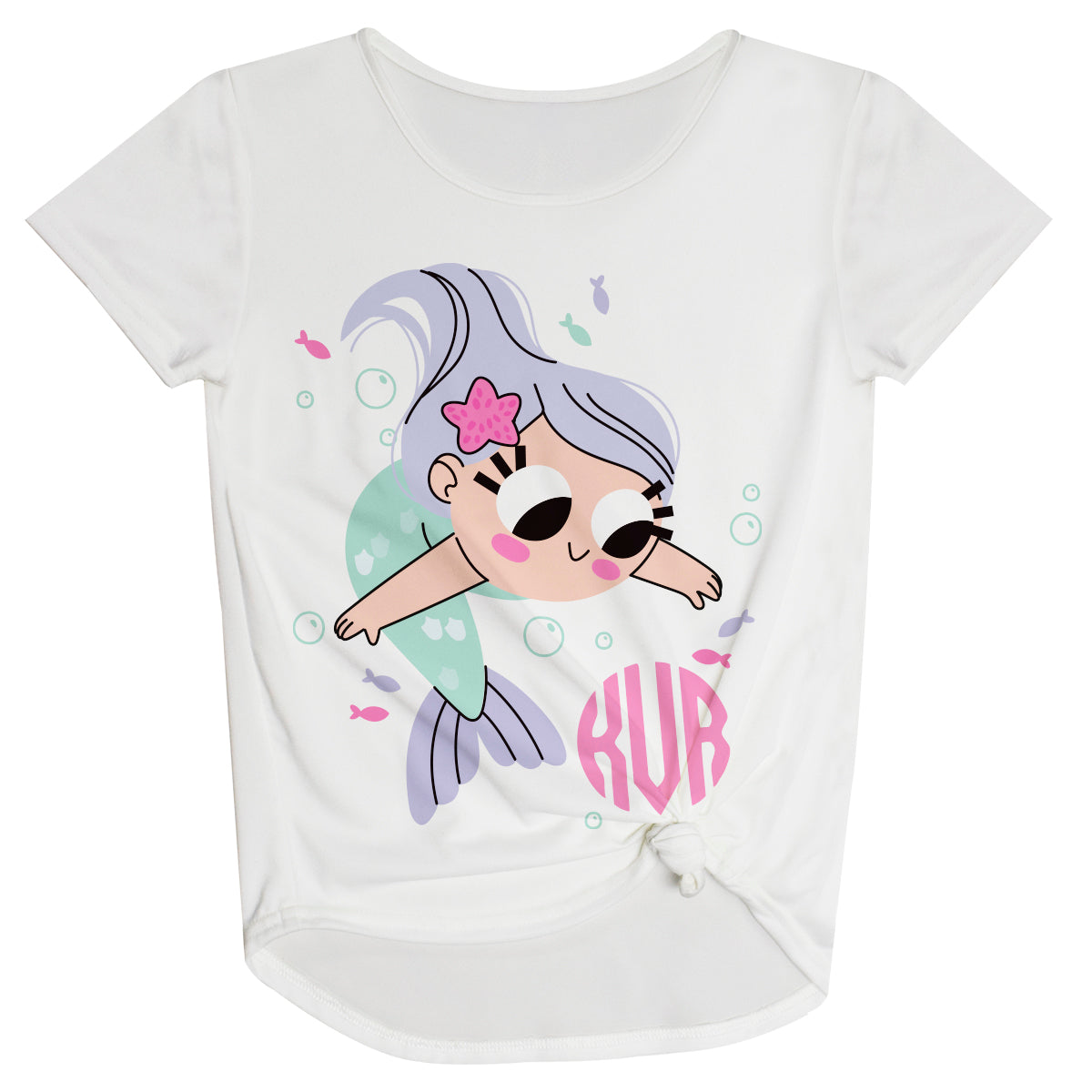 Mermaid Personalized Monogram White Knot Top