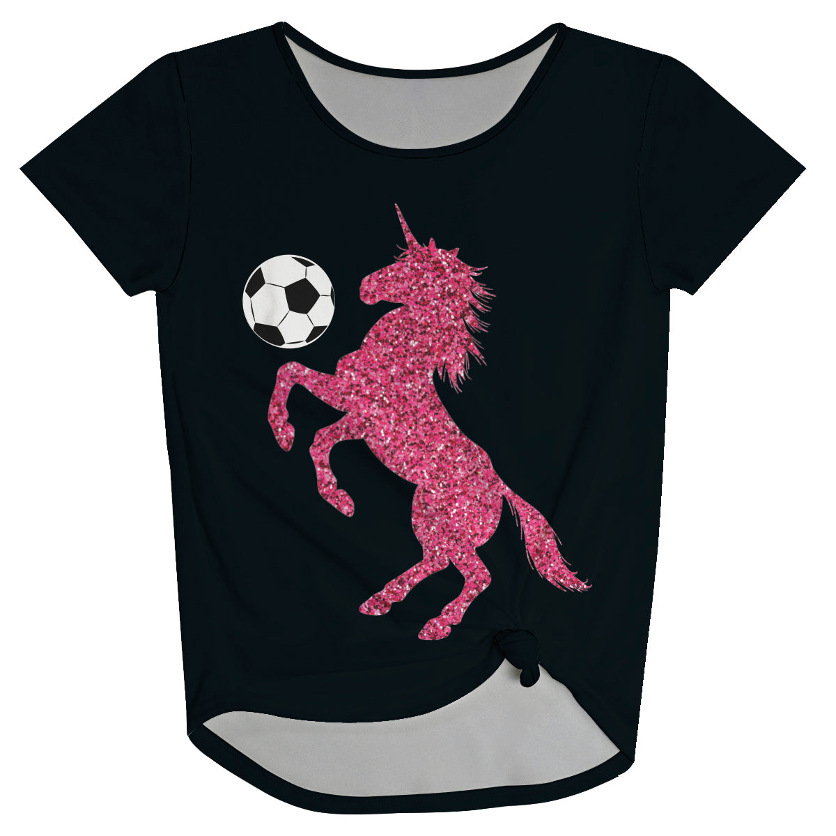 Soccer Unicorn Yellow Knot Top