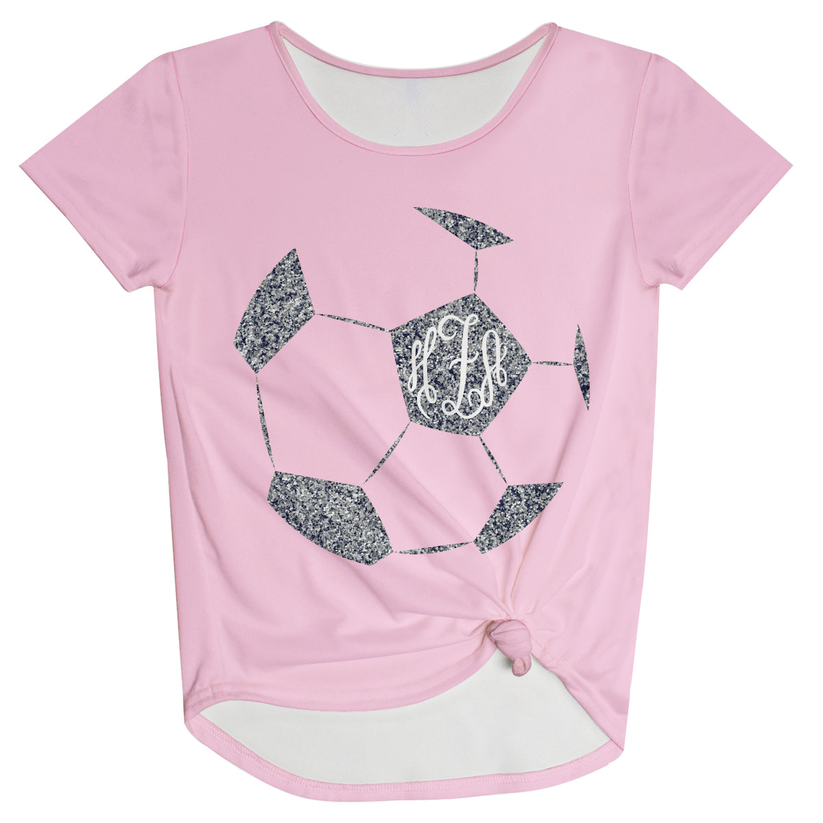 Soccer Ball Personalized Monogram Light Pink Knot Top
