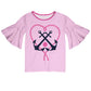 Anchor Heart Light Pink Short Sleeve Ruffle Top