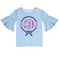 Anchors Rope Monogram Light Blue Short Sleeve Ruffle Top
