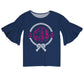 Anchors Rope Monogram Navy Short Sleeve Ruffle Top
